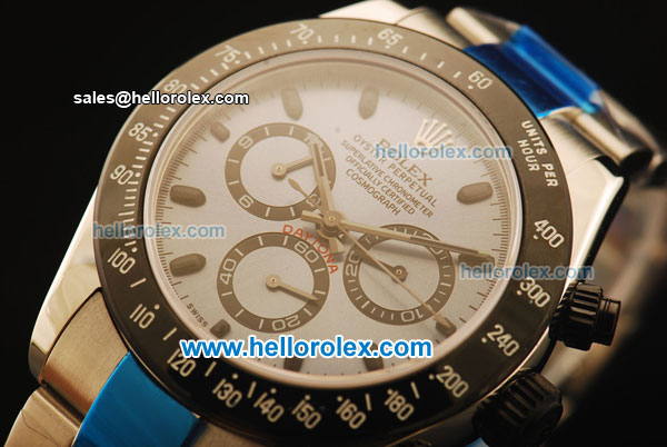 Rolex Daytona Chronograph Swiss Valjoux 7750 Automatic Steel Case with PVD Bezel and Grey Dial-Steel Strap - Click Image to Close